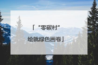 “零碳村” 绘就绿色画卷
