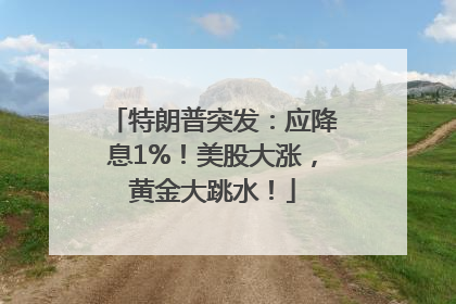 特朗普突发：应降息1%！美股大涨，黄金大跳水！