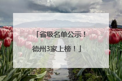 省级名单公示！德州3家上榜！
