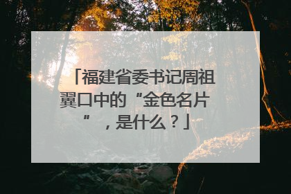 福建省委书记周祖翼口中的“金色名片”，是什么？