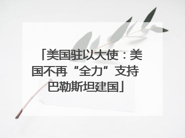 美国驻以大使：美国不再“全力”支持巴勒斯坦建国