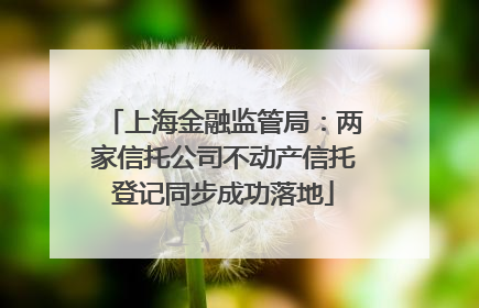 上海金融监管局：两家信托公司不动产信托登记同步成功落地