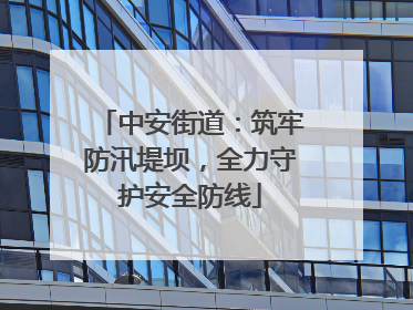 中安街道：筑牢防汛堤坝，全力守护安全防线