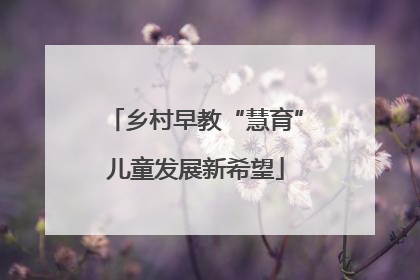 乡村早教“慧育”儿童发展新希望