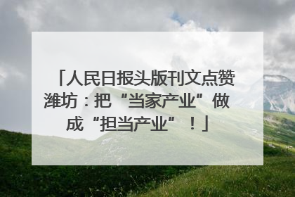 人民日报头版刊文点赞潍坊：把“当家产业”做成“担当产业”！