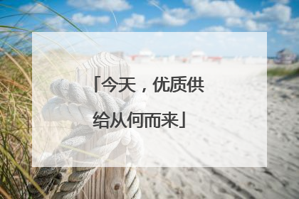 今天，优质供给从何而来