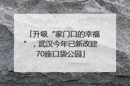 升级“家门口的幸福”，武汉今年已新改建70座口袋公园