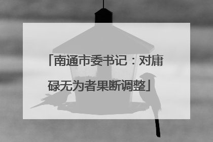 南通市委书记：对庸碌无为者果断调整