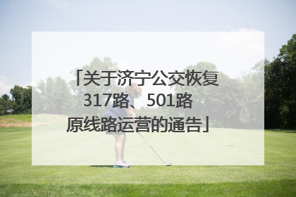关于济宁公交恢复317路、501路原线路运营的通告