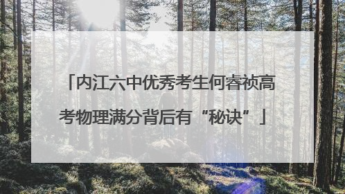 内江六中优秀考生何睿祯高考物理满分背后有“秘诀”