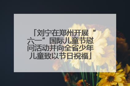 刘宁在郑州开展“六一”国际儿童节慰问活动并向全省少年儿童致以节日祝福