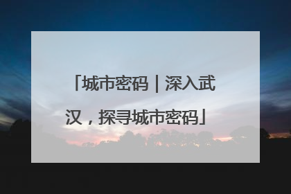 城市密码｜深入武汉，探寻城市密码