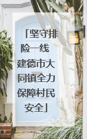 坚守排险一线 建德市大同镇全力保障村民安全