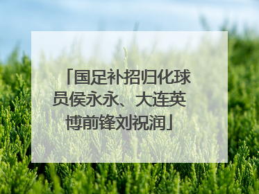 国足补招归化球员侯永永、大连英博前锋刘祝润