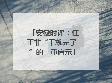 安徽时评：任正非“干就完了”的三重启示
