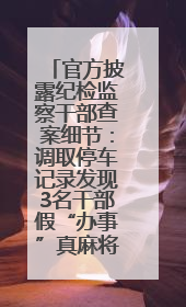官方披露纪检监察干部查案细节：调取停车记录发现3名干部假“办事”真麻将