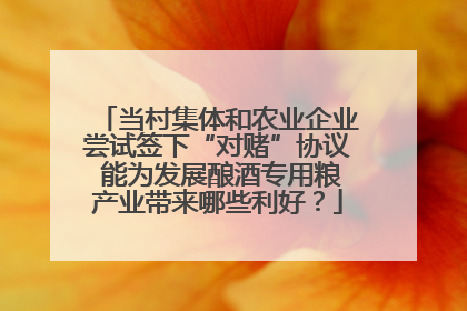 当村集体和农业企业尝试签下“对赌”协议 能为发展酿酒专用粮产业带来哪些利好？