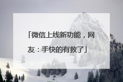 微信上线新功能，网友：手快的有救了