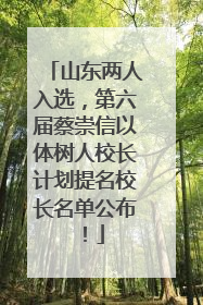 山东两人入选，第六届蔡崇信以体树人校长计划提名校长名单公布！