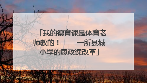 我的德育课是体育老师教的！——一所县城小学的思政课改革