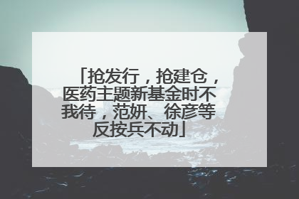 抢发行，抢建仓，医药主题新基金时不我待，范妍、徐彦等反按兵不动
