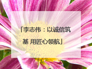 李志伟：以诚信筑基 用匠心领航