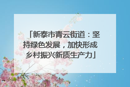 新泰市青云街道：坚持绿色发展，加快形成乡村振兴新质生产力