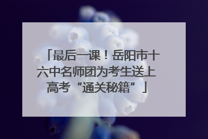 最后一课！岳阳市十六中名师团为考生送上高考“通关秘籍”