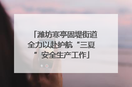 潍坊寒亭固堤街道全力以赴护航“三夏”安全生产工作