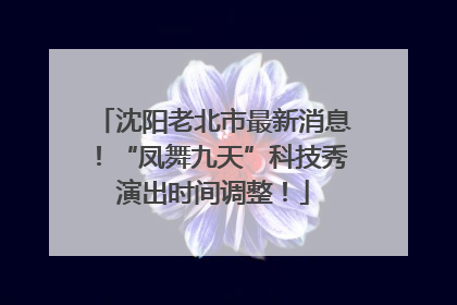 沈阳老北市最新消息！“凤舞九天”科技秀演出时间调整！