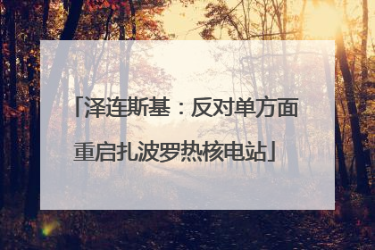 泽连斯基：反对单方面重启扎波罗热核电站
