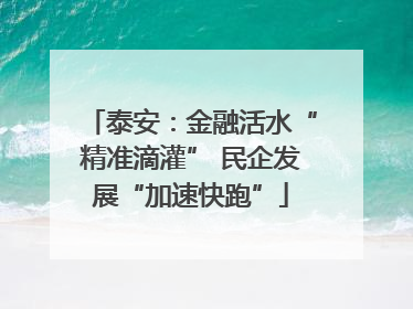 泰安：金融活水“精准滴灌” 民企发展“加速快跑”