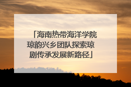 海南热带海洋学院琼韵兴乡团队探索琼剧传承发展新路径