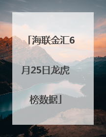 海联金汇6月25日龙虎榜数据