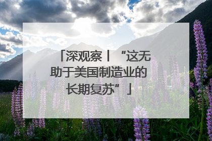 深观察丨“这无助于美国制造业的长期复苏”