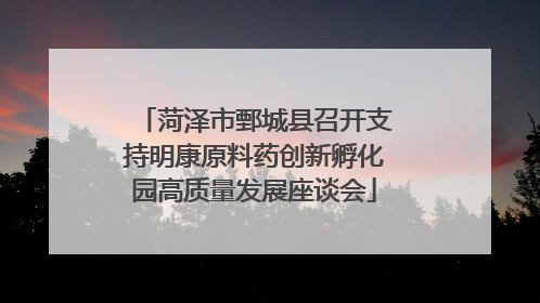 菏泽市鄄城县召开支持明康原料药创新孵化园高质量发展座谈会