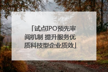 试点IPO预先审阅机制 提升服务优质科技型企业质效