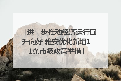 进一步推动经济运行回升向好 雅安优化新增11条市级政策举措