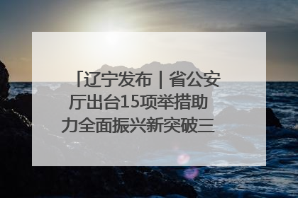 辽宁发布｜省公安厅出台15项举措助力全面振兴新突破三年行动决胜之战