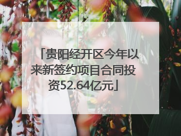 贵阳经开区今年以来新签约项目合同投资52.64亿元