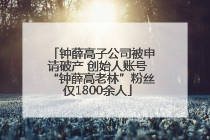 钟薛高子公司被申请破产 创始人账号“钟薛高老林”粉丝仅1800余人