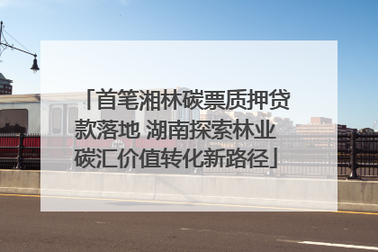首笔湘林碳票质押贷款落地 湖南探索林业碳汇价值转化新路径