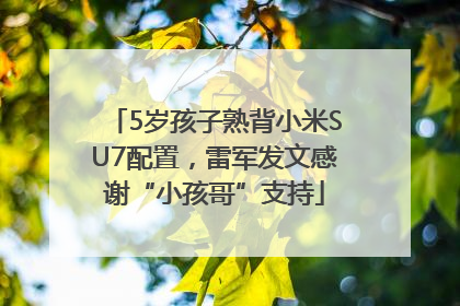 5岁孩子熟背小米SU7配置，雷军发文感谢“小孩哥”支持
